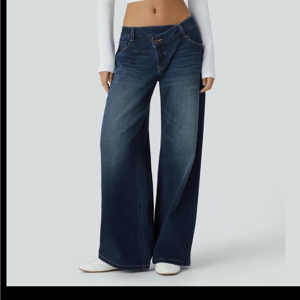 Halara Flex Asymmetric Low Rise Baggy Jean sz M - Picture 2 of 8